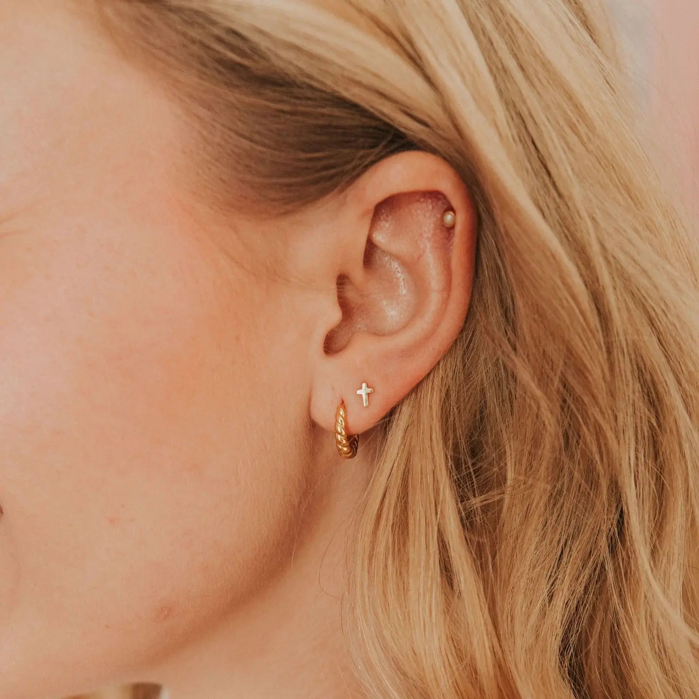 Cross Stud Earrings (Gold or Silver)